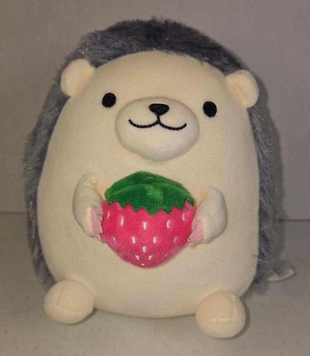 Takashoji Hedgehog Holding Strawberry Plush Stuffed Animal 8"